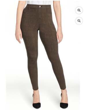 Time and Tru Women's Mineral Wash High Rise Knit Jeggings, Brown
